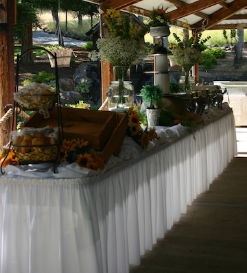 This buffet table was set up on the rear patio of the barn